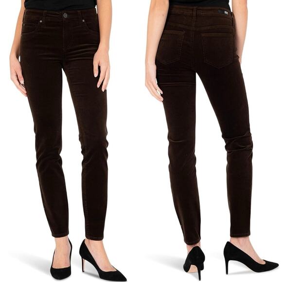 Kut from the Kloth Diana Skinny Stretch Corduroy Pants Dark Brown NWT Size 0 - Picture 1 of 7